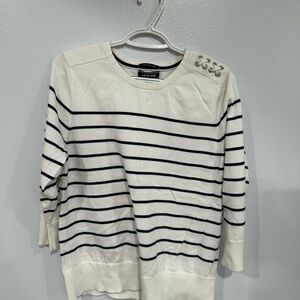 Lands' End Women's Navy Striped Sweater